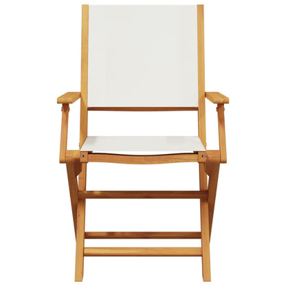 Tuinstoelen 8 st inklapbaar massief hout en stof crèmewit