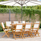 Tuinstoelen 8 st inklapbaar massief hout en stof crèmewit