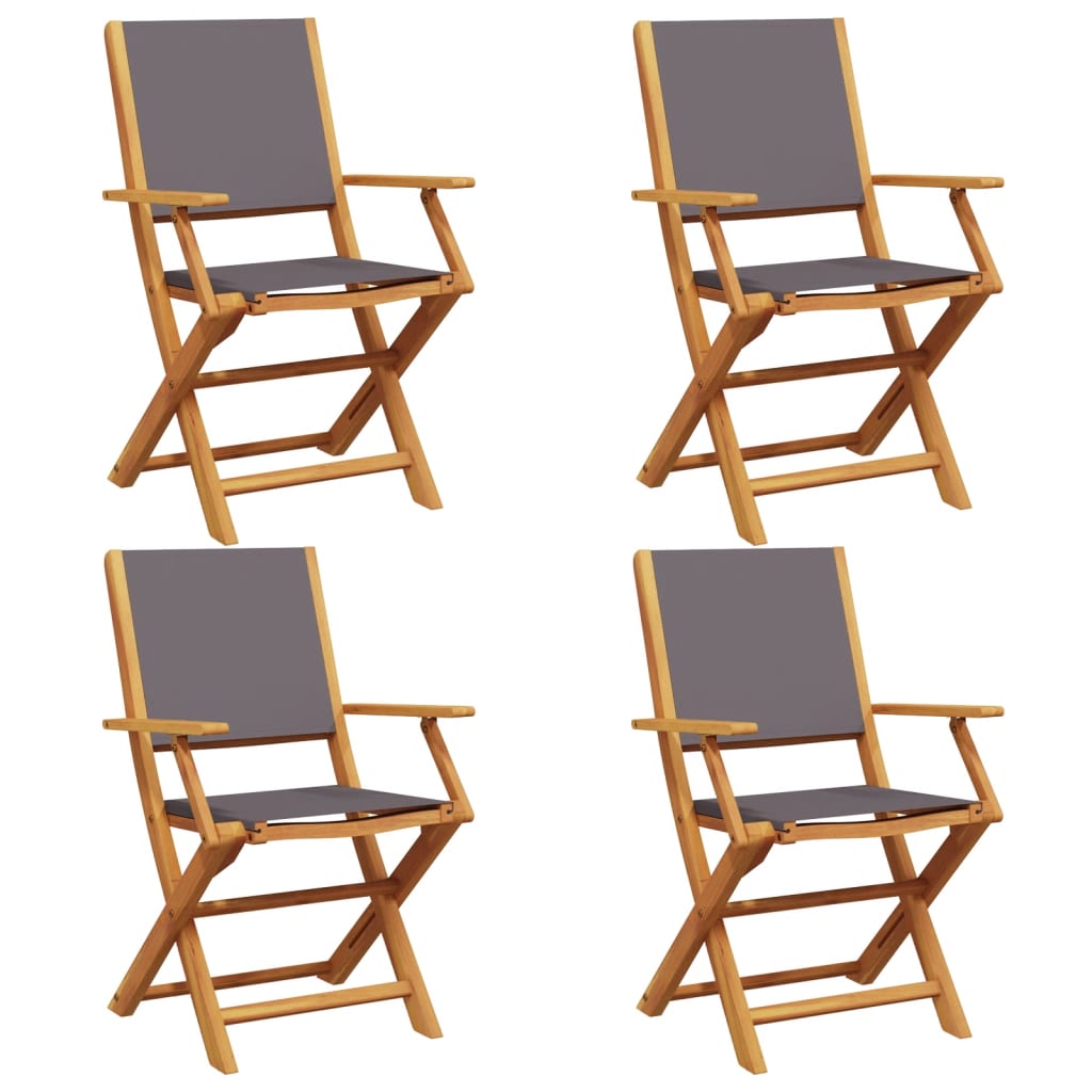 Tuinstoelen 4 st inklapbaar massief hout en stof antracietkleur