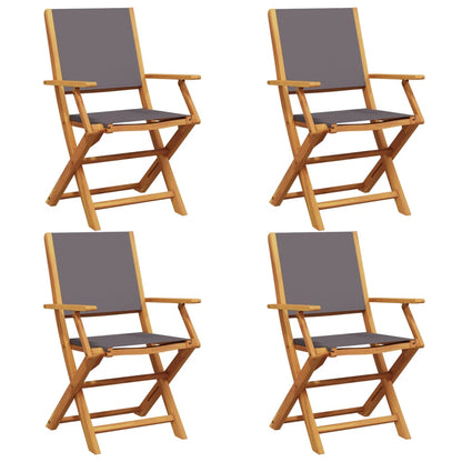 Tuinstoelen 4 st inklapbaar massief hout en stof antracietkleur