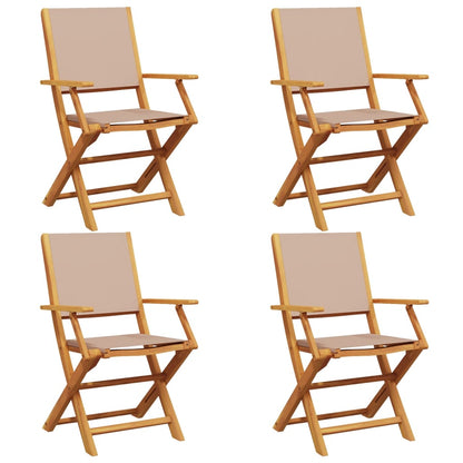 Tuinstoelen 4 st inklapbaar stof en massief hout taupe