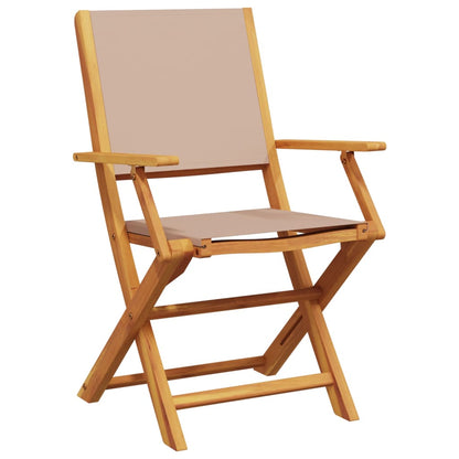 Tuinstoelen 4 st inklapbaar stof en massief hout taupe