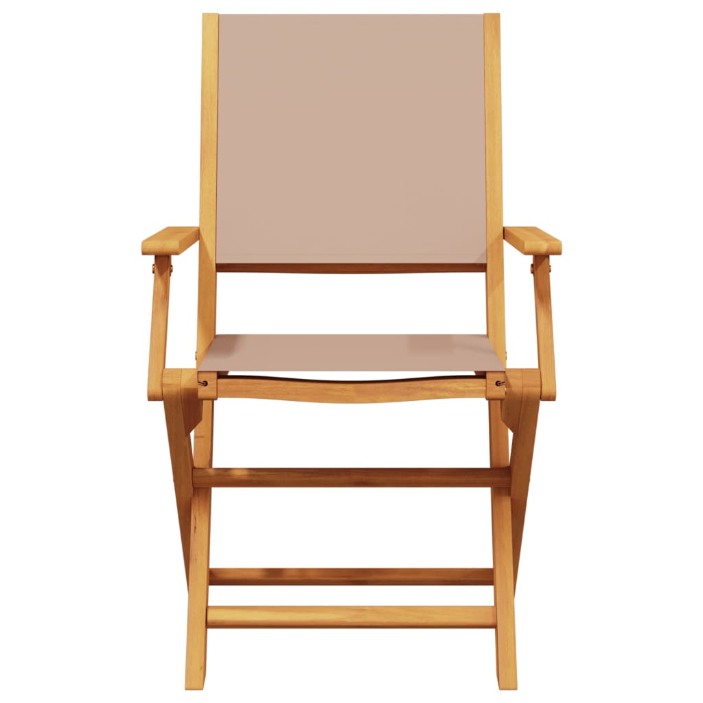 Tuinstoelen 4 st inklapbaar stof en massief hout taupe