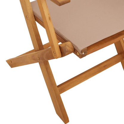 Tuinstoelen 4 st inklapbaar stof en massief hout taupe
