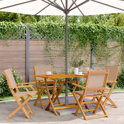 Tuinstoelen 4 st inklapbaar stof en massief hout taupe