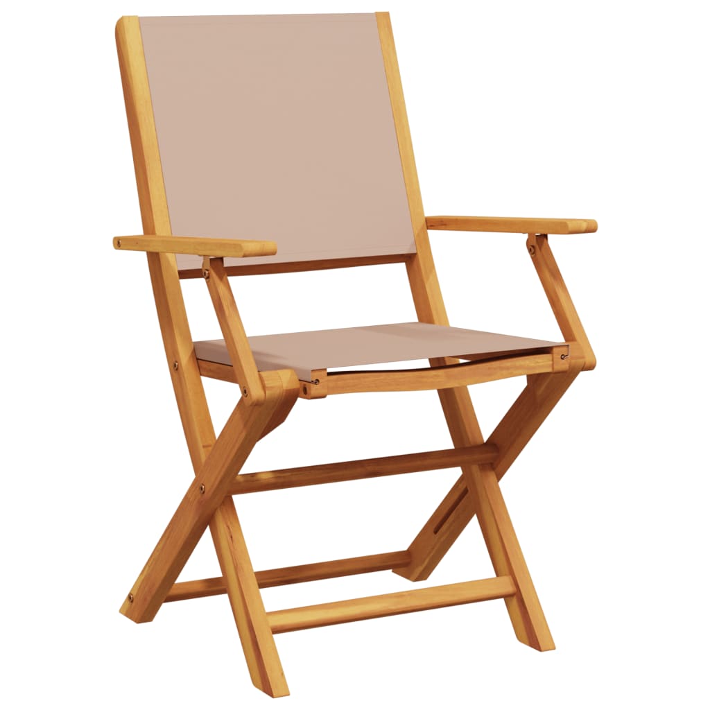 Tuinstoelen 6 st inklapbaar stof en massief hout taupe