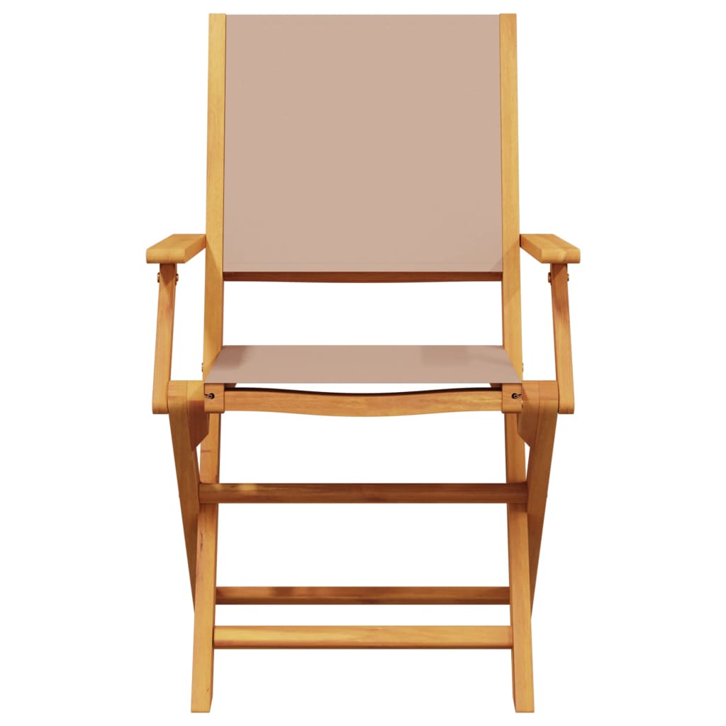 Tuinstoelen 6 st inklapbaar stof en massief hout taupe