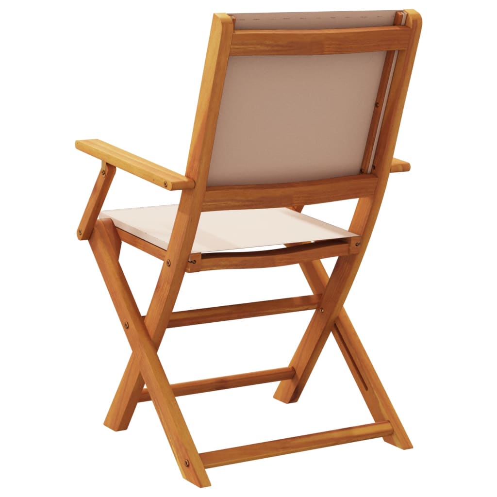 Tuinstoelen 8 st inklapbaar stof en massief hout taupe