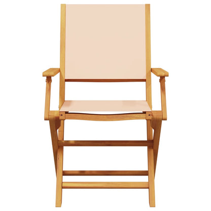 Tuinstoelen 4 st inklapbaar stof en massief hout beige