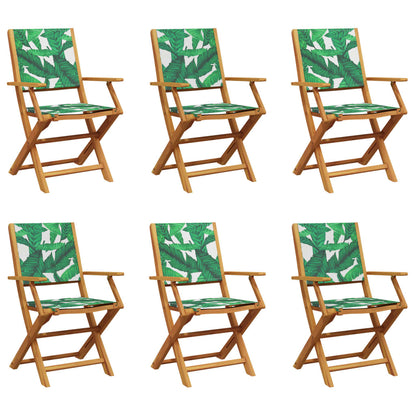 Tuinstoelen 6 st inklapbaar stof en massief hout groen