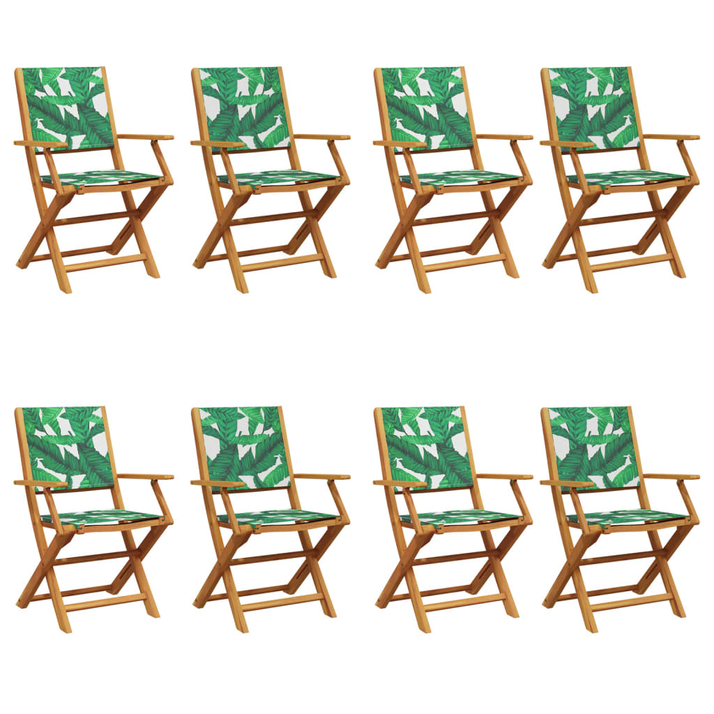 Tuinstoelen 8 st inklapbaar stof en massief hout groen