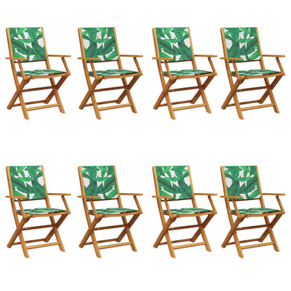 Tuinstoelen 8 st inklapbaar stof en massief hout groen