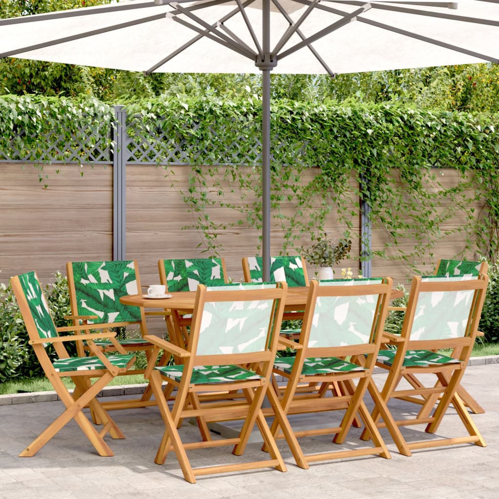 Tuinstoelen 8 st inklapbaar stof en massief hout groen
