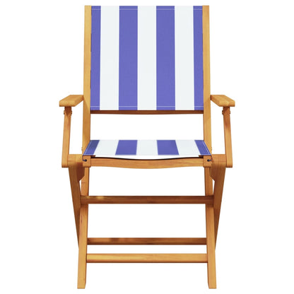 Tuinstoelen 6 st inklapbaar stof en massief hout blauw en wit