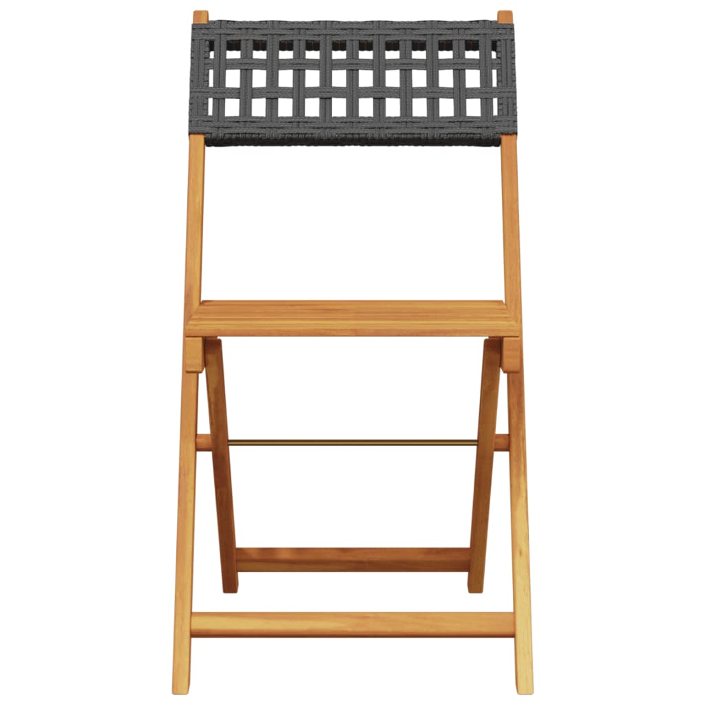 Tuinstoelen 8 st inklapbaar poly rattan en massief hout zwart