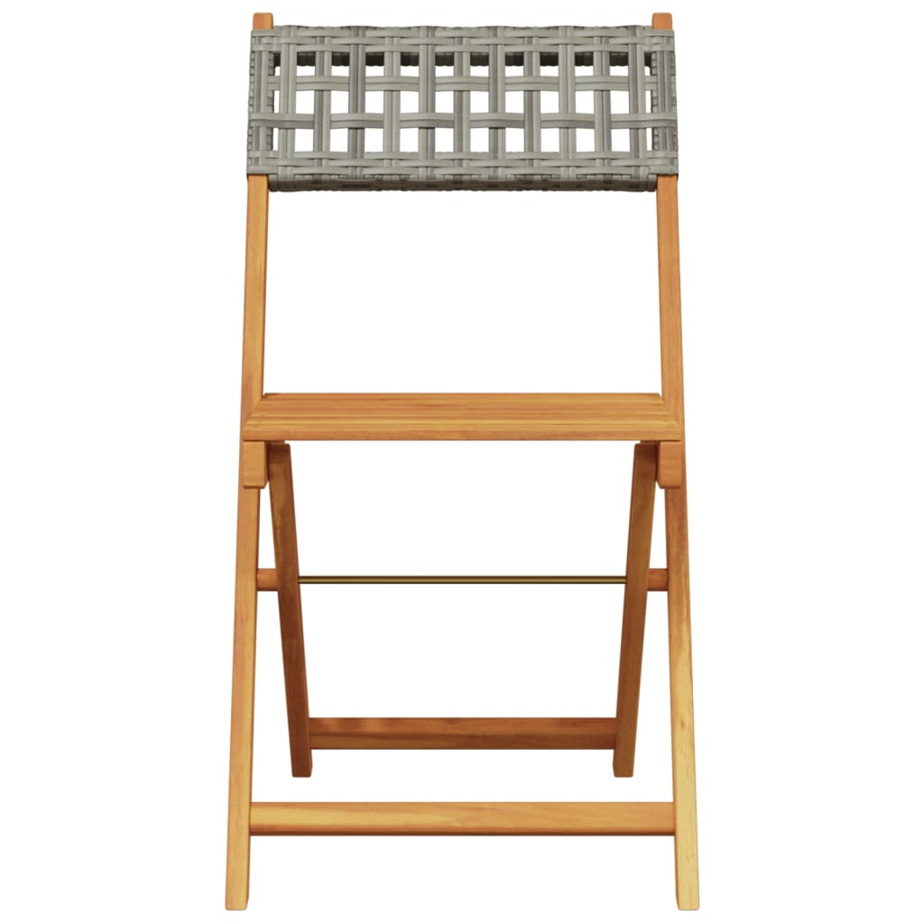 Tuinstoelen 4 st inklapbaar poly rattan en massief hout grijs
