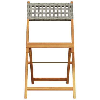 Tuinstoelen 4 st inklapbaar poly rattan en massief hout grijs