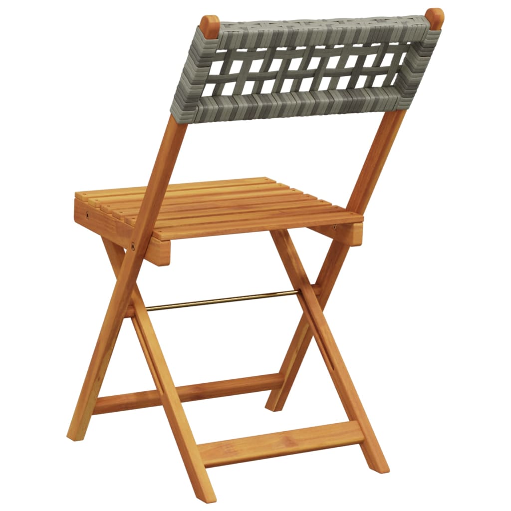 Tuinstoelen 4 st inklapbaar poly rattan en massief hout grijs