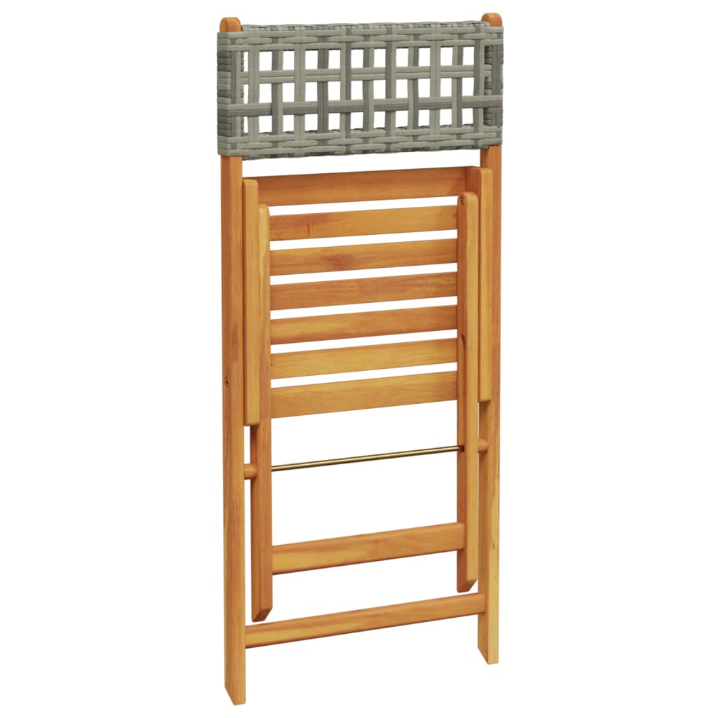 Tuinstoelen 4 st inklapbaar poly rattan en massief hout grijs