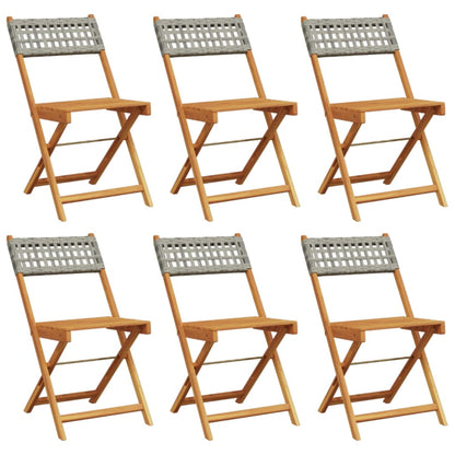 Tuinstoelen 6 st inklapbaar poly rattan en massief hout grijs