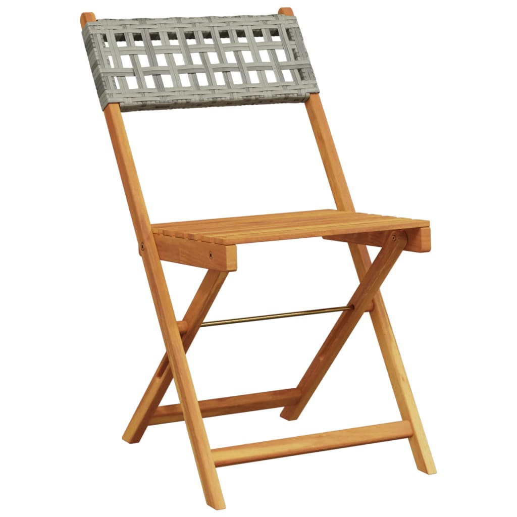 Tuinstoelen 6 st inklapbaar poly rattan en massief hout grijs