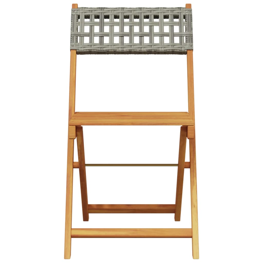 Tuinstoelen 6 st inklapbaar poly rattan en massief hout grijs