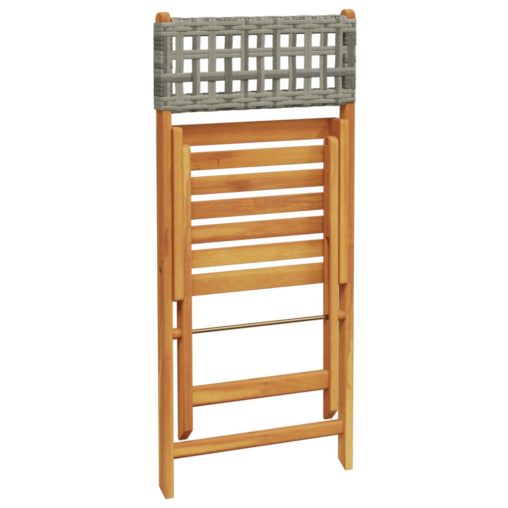 Tuinstoelen 8 st inklapbaar poly rattan en massief hout grijs