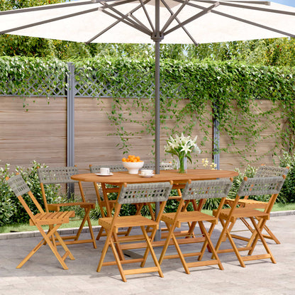 Tuinstoelen 8 st inklapbaar poly rattan en massief hout grijs