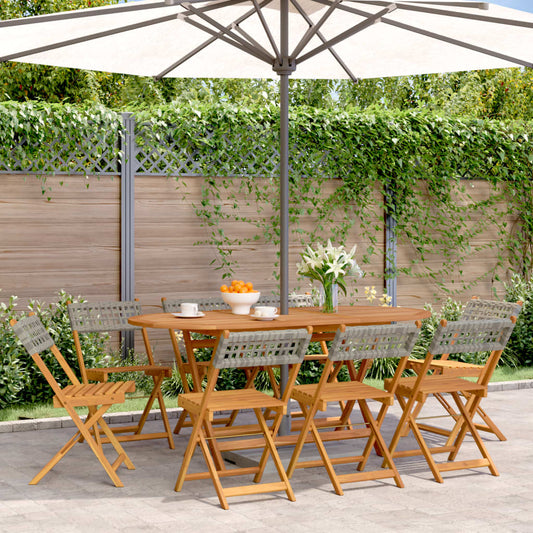 Tuinstoelen 8 st inklapbaar poly rattan en massief hout grijs