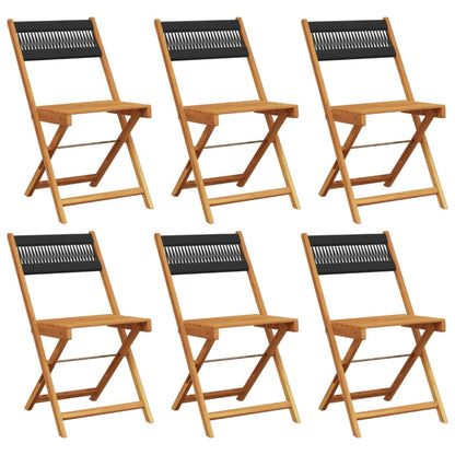 Tuinstoelen 6 st inklapbaar massief acaciahout zwart