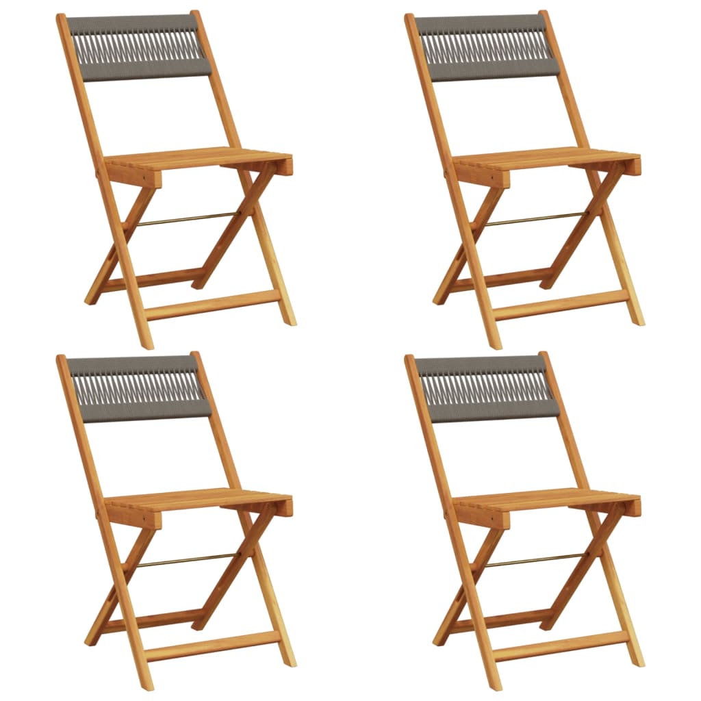 Tuinstoelen 4 st inklapbaar massief acaciahout grijs