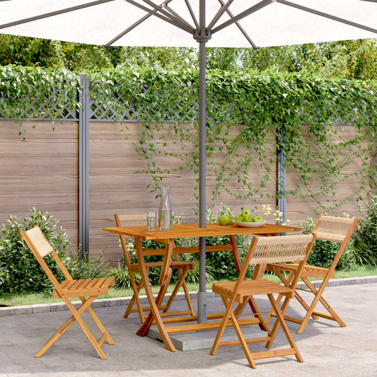 Tuinstoelen 4 st inklapbaar massief acaciahout beige