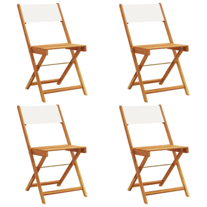 Tuinstoelen 4 st inklapbaar massief hout en stof crèmewit