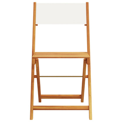 Tuinstoelen 4 st inklapbaar massief hout en stof crèmewit