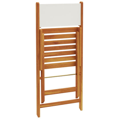 Tuinstoelen 4 st inklapbaar massief hout en stof crèmewit
