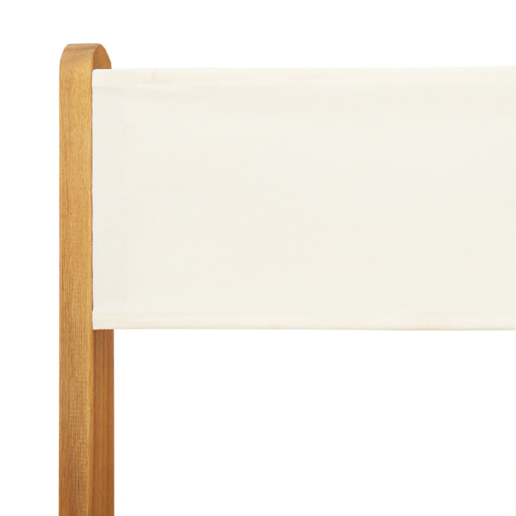 Tuinstoelen 4 st inklapbaar massief hout en stof crèmewit