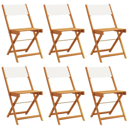 Tuinstoelen 6 st inklapbaar massief hout en stof crèmewit