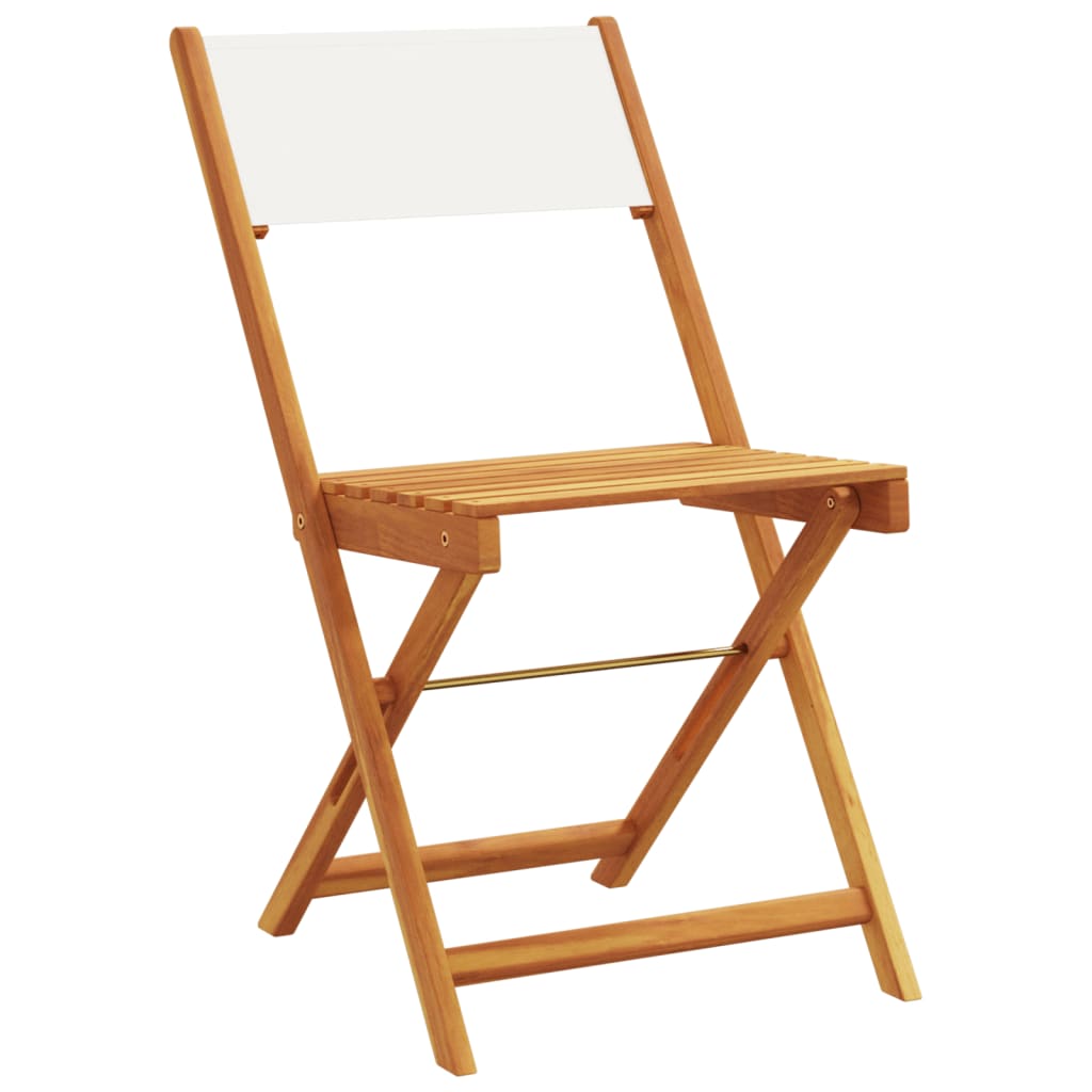 Tuinstoelen 6 st inklapbaar massief hout en stof crèmewit