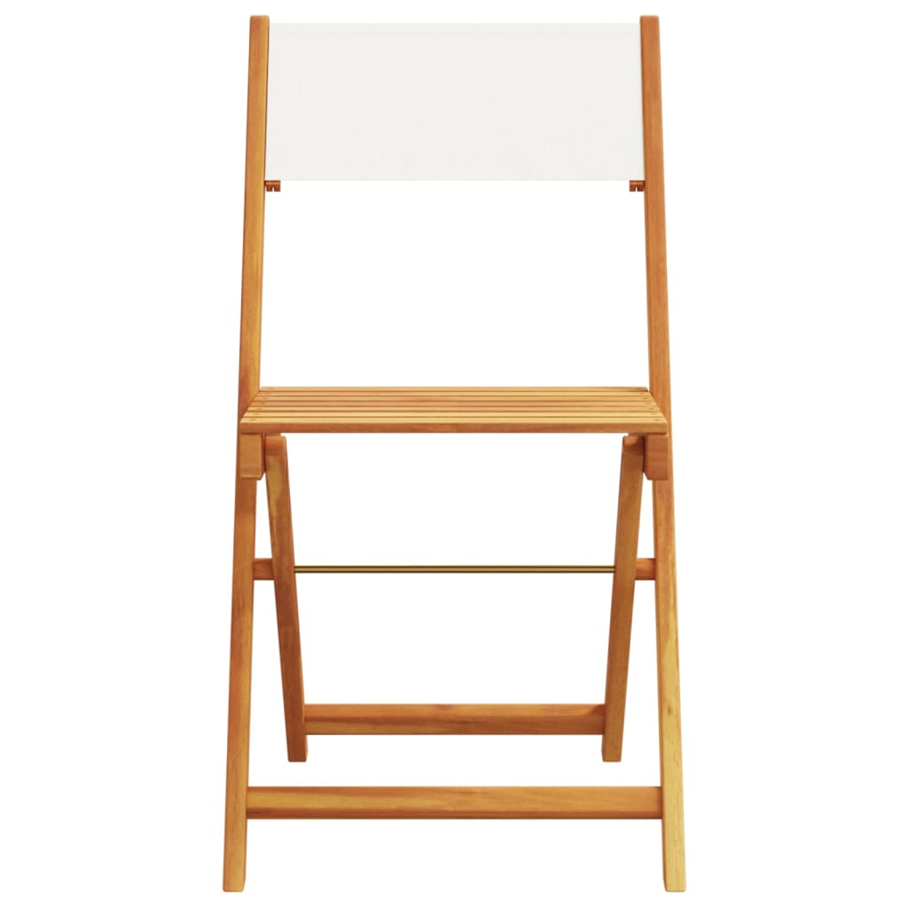Tuinstoelen 6 st inklapbaar massief hout en stof crèmewit