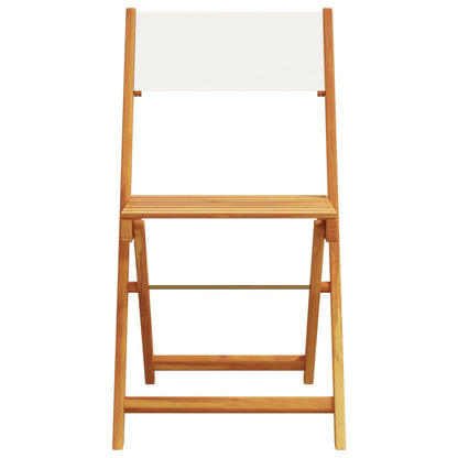 Tuinstoelen 6 st inklapbaar massief hout en stof crèmewit