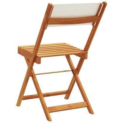 Tuinstoelen 6 st inklapbaar massief hout en stof crèmewit