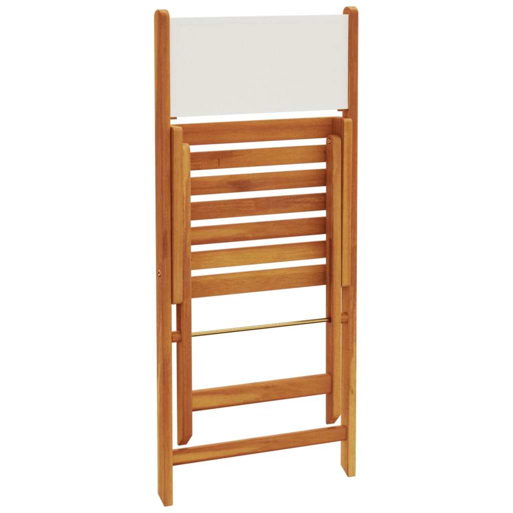 Tuinstoelen 6 st inklapbaar massief hout en stof crèmewit