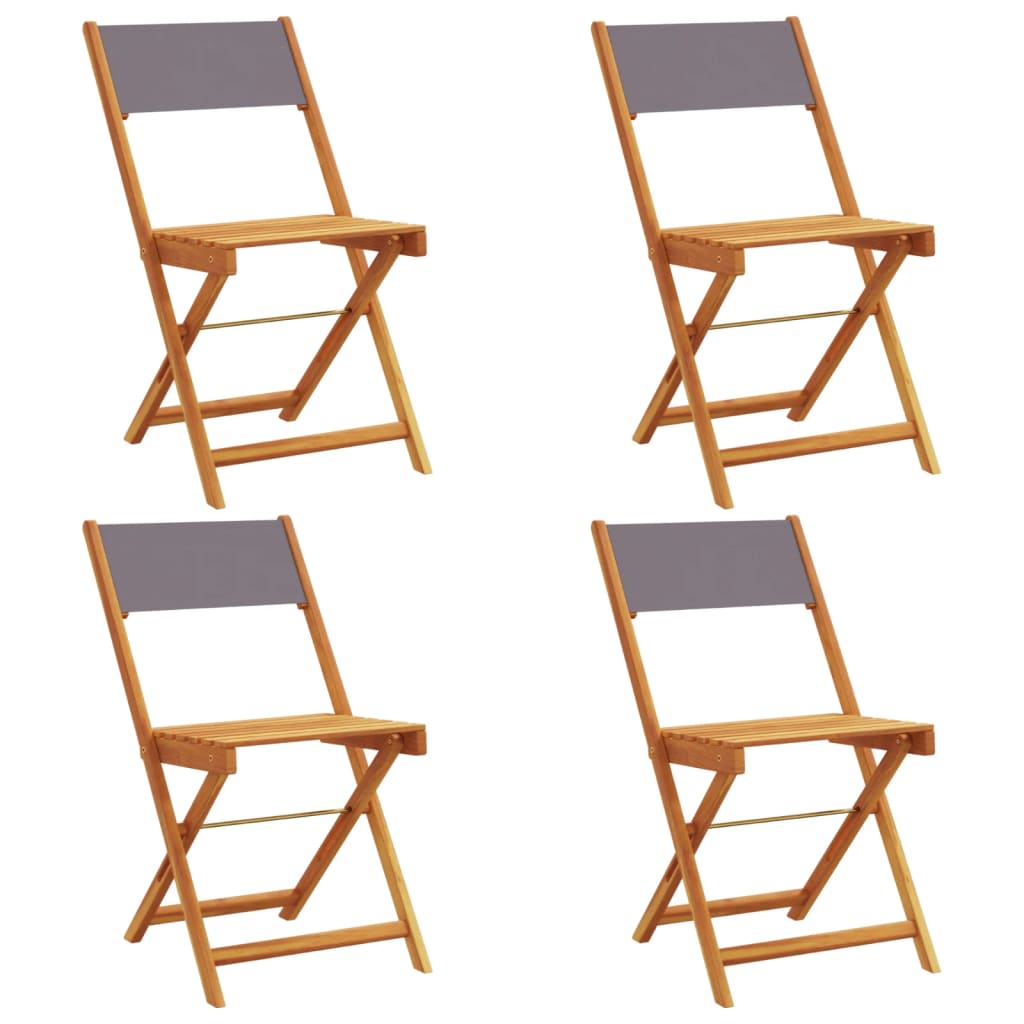 Tuinstoelen 4 st inklapbaar massief hout en stof antracietkleur