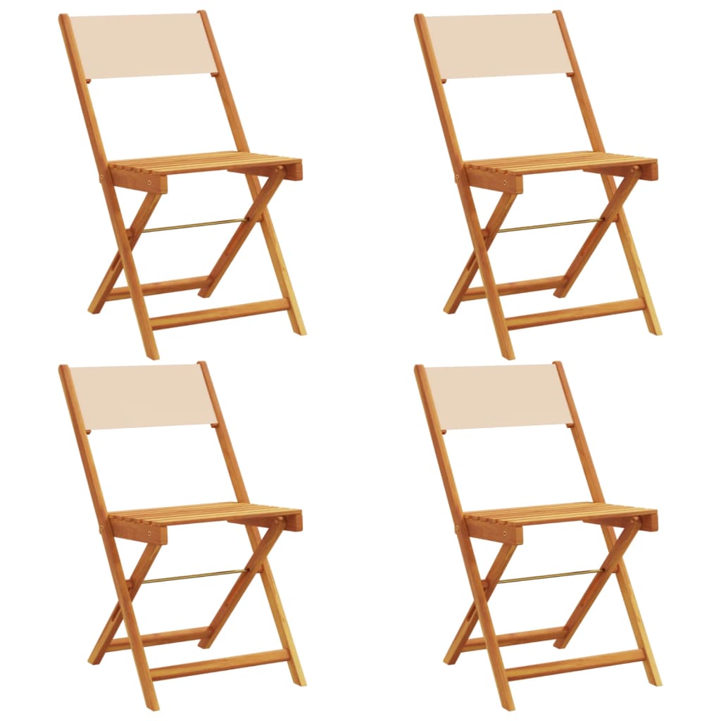 Tuinstoelen 4 st inklapbaar stof en massief hout beige