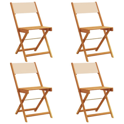 Tuinstoelen 4 st inklapbaar stof en massief hout beige