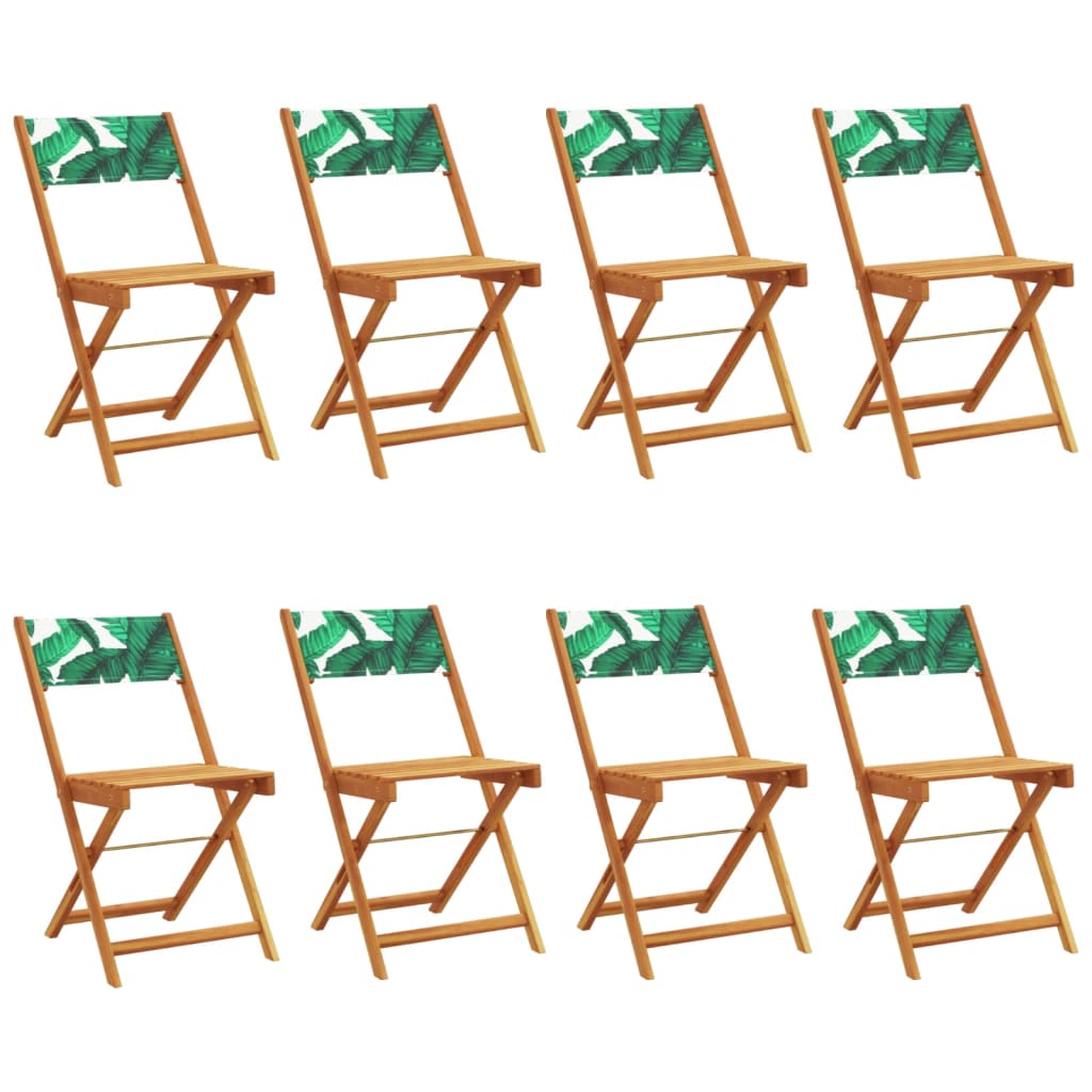 Tuinstoelen 8 st inklapbaar stof en massief hout groen