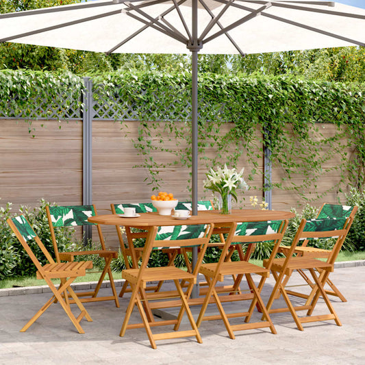 Tuinstoelen 8 st inklapbaar stof en massief hout groen