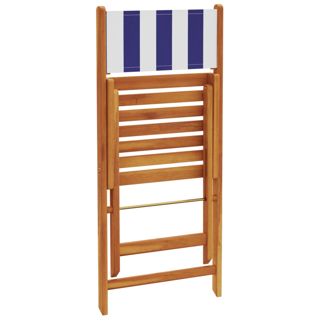 Tuinstoelen 4 st inklapbaar stof en massief hout blauw en wit