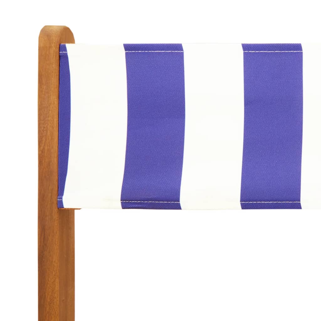 Tuinstoelen 4 st inklapbaar stof en massief hout blauw en wit