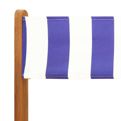 Tuinstoelen 4 st inklapbaar stof en massief hout blauw en wit